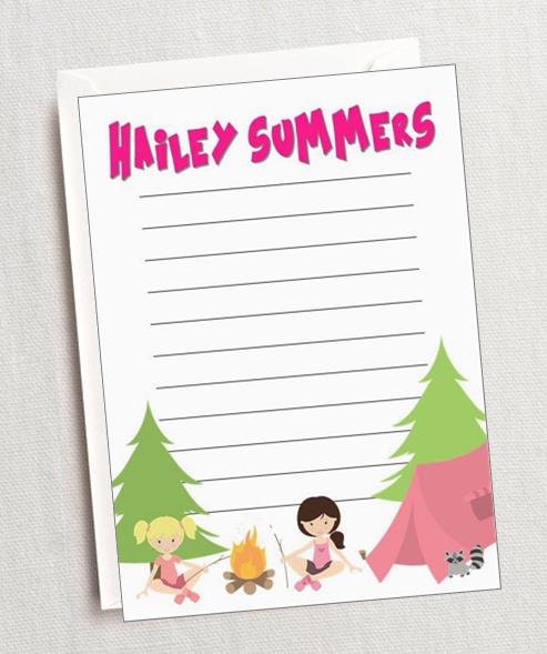 Camp Stationery Note Set – Personalized Summer Camp Cards for Girls