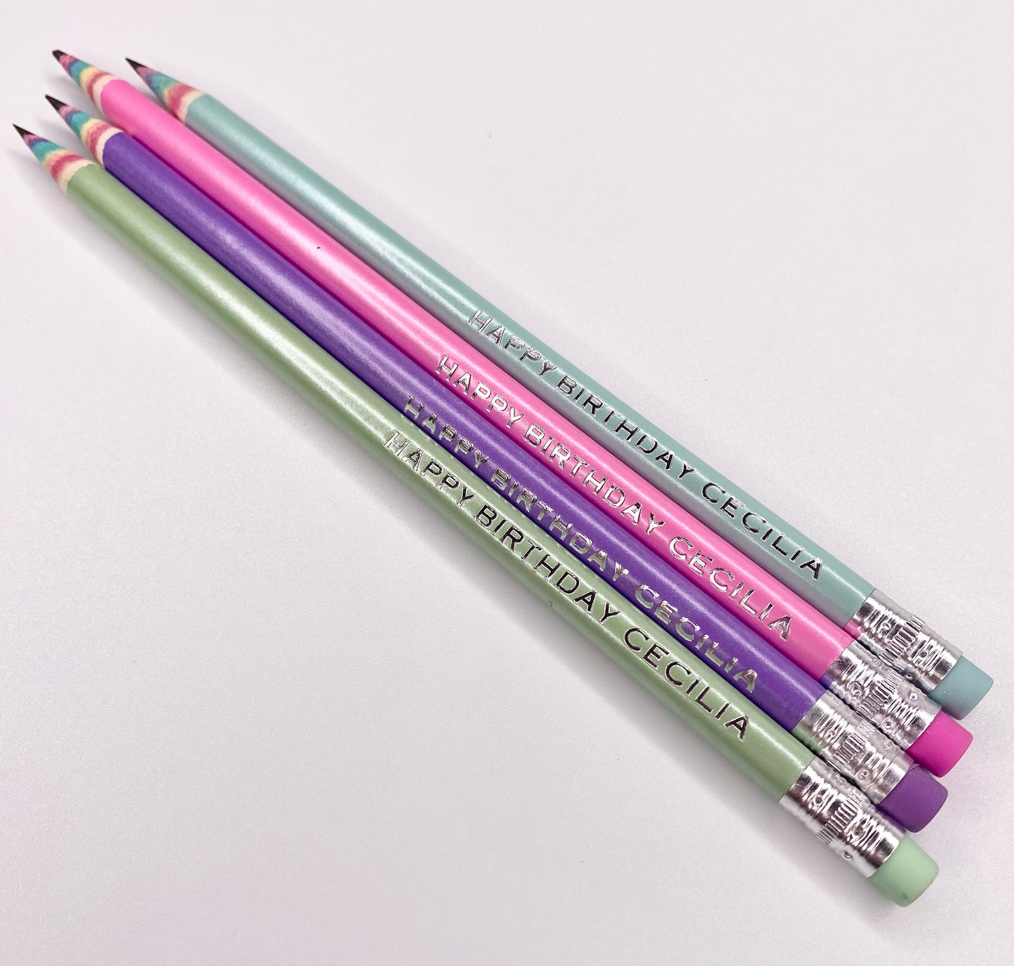 Personalized Rainbow Pencils – Set of 4 for Teachers or Stockings