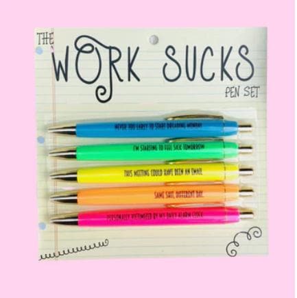 Work Sucks Pen Set – Sarcastic Desk Gift for the Office Rebel