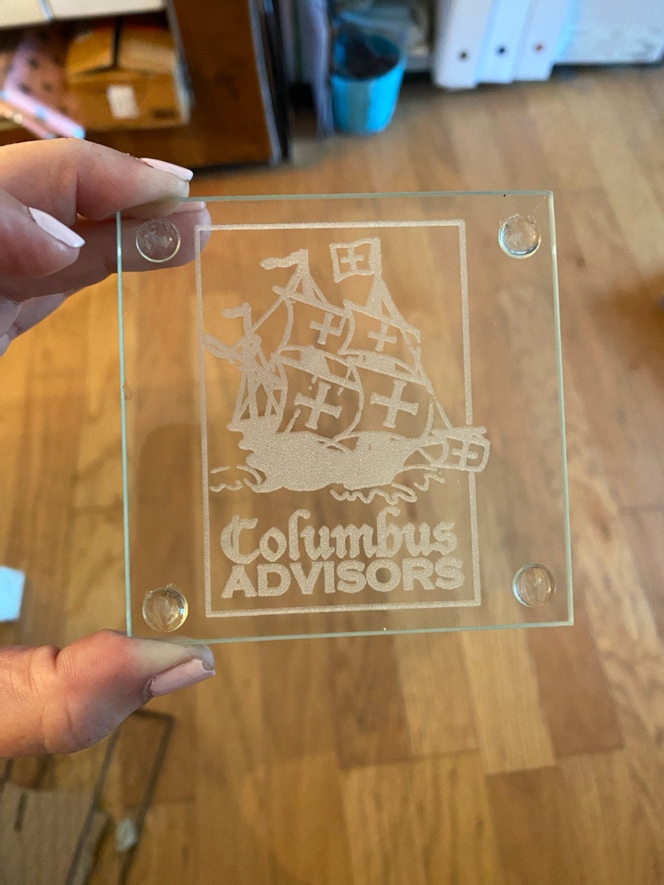 Custom Glass Coaster Set – Personalized Wedding or Logo Favor (Set of 4)