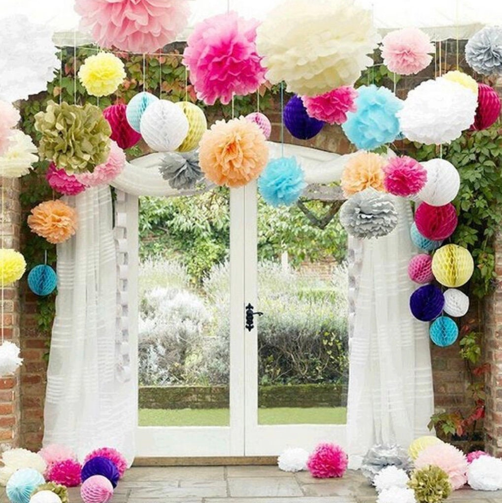Streamer Flower Garland – Fiesta or Bridal Shower Hanging Decor