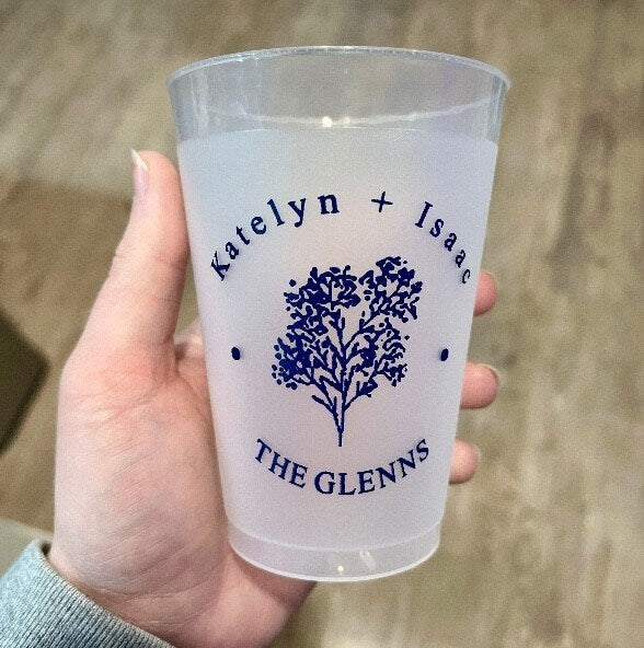 Monogrammed Full-Color Frosted Cups – Custom Party or Wedding Drinkware | Reusable
