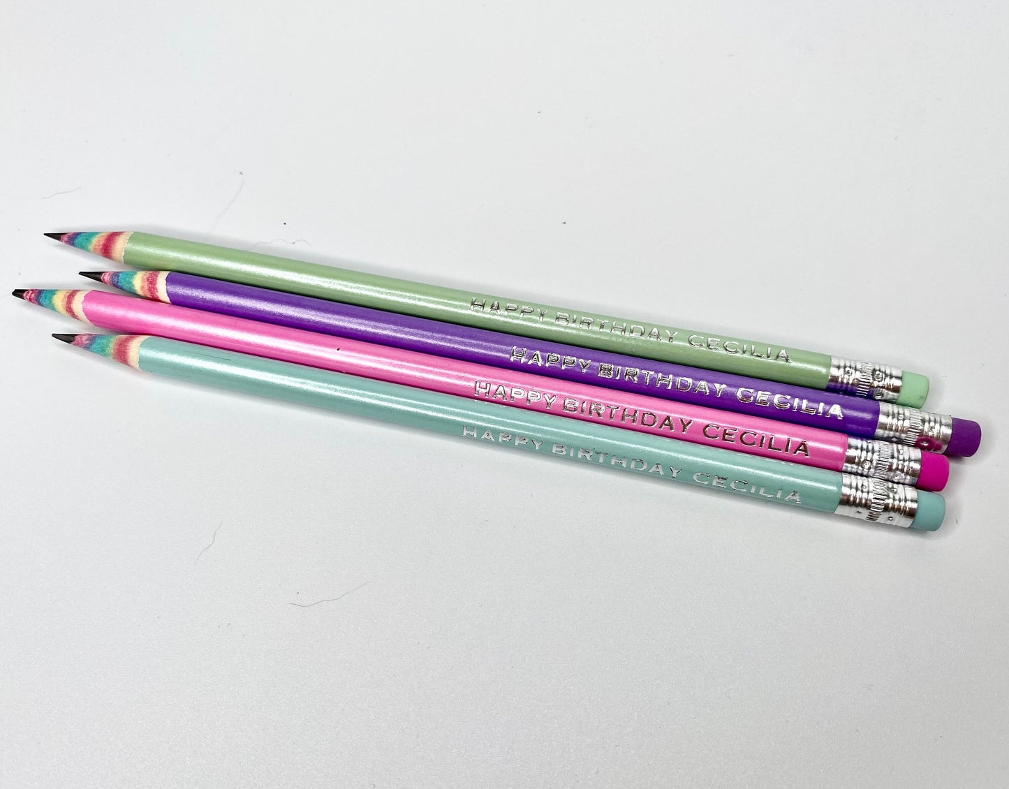 Personalized Rainbow Pencils – Set of 4 for Teachers or Stockings