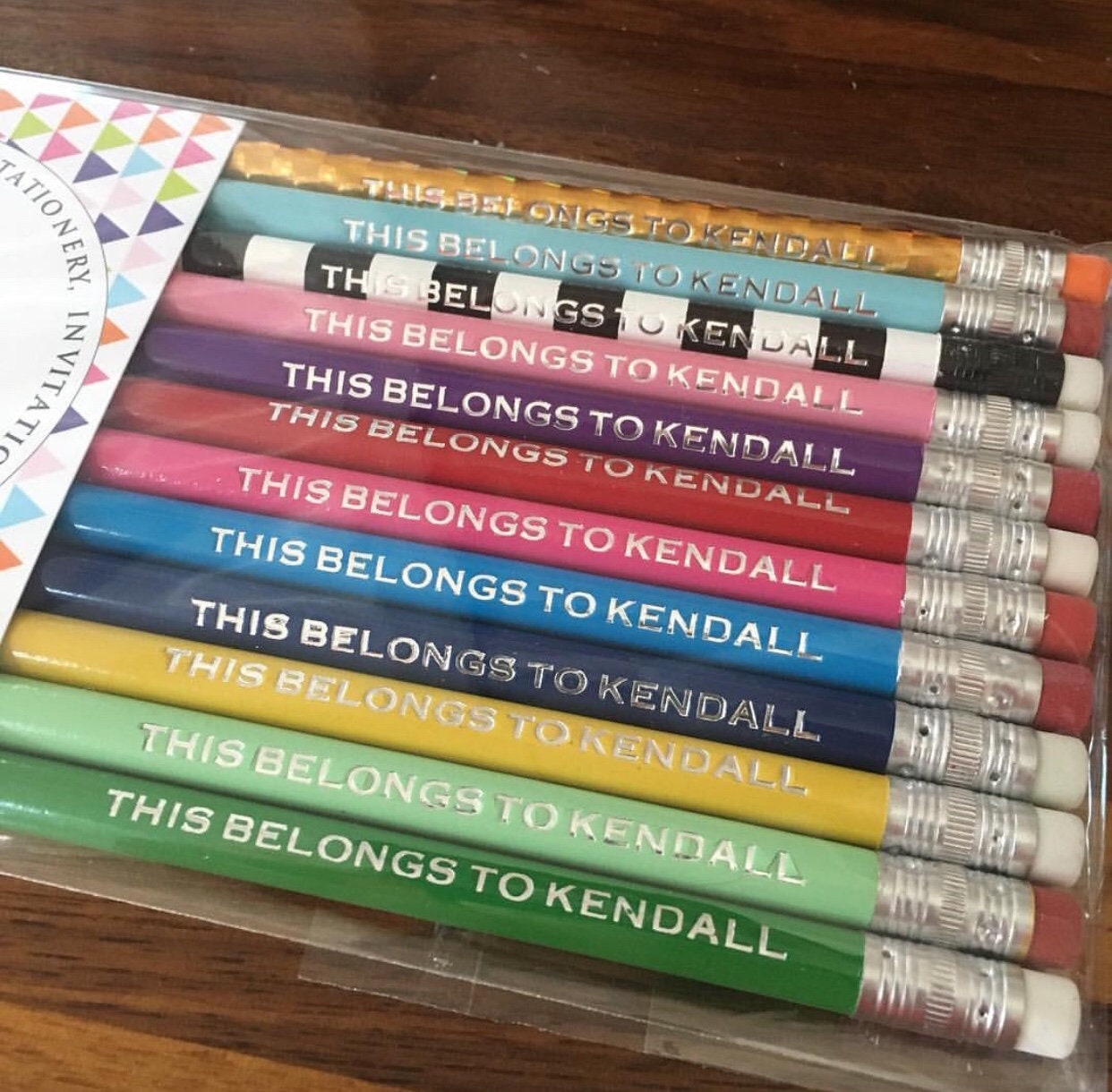 Personalized Name Pencils – Set of 12 with Gold Foil Engraving