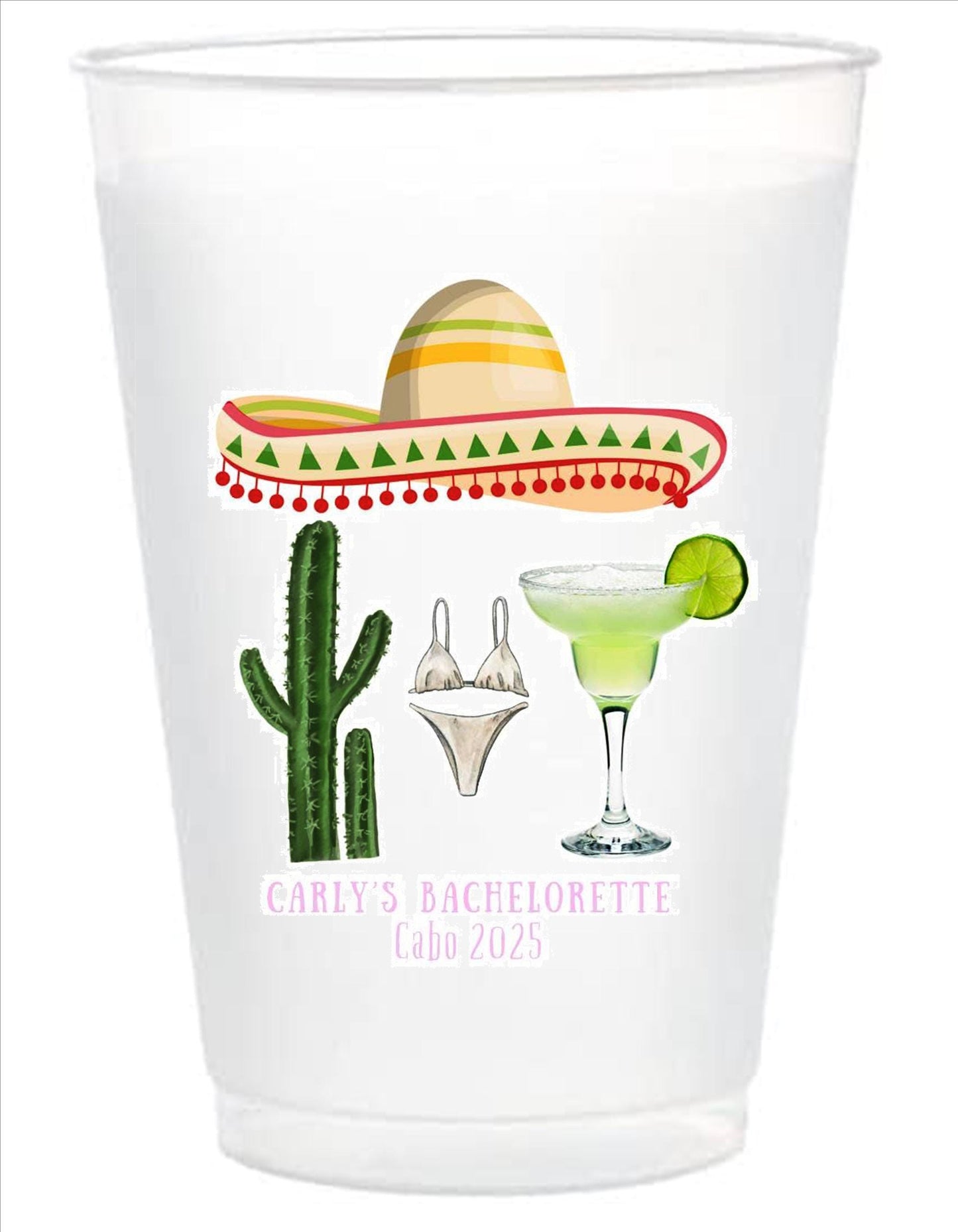 Full-Color Wedding Cups – Custom Monogram Frosted Cups for Events & Favors