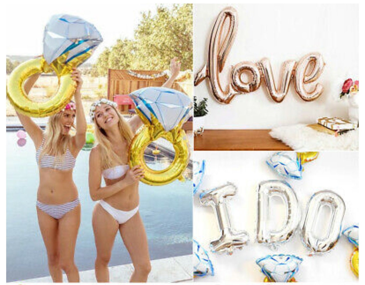 Diamond Ring Balloon – Ships Same Day, Perfect for Bridal & Valentine’s Decor