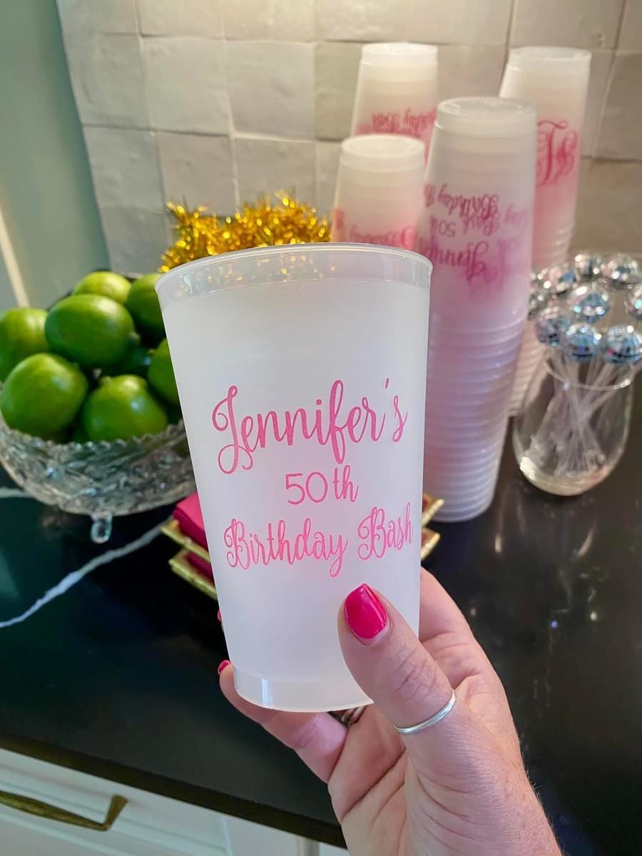 Frost Flex Monogrammed Party Cups, Personalized Wedding or Shower Drinkware