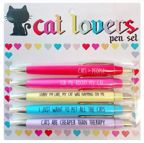 Cat Lovers Pen Set – Quirky Messages for Feline Fans