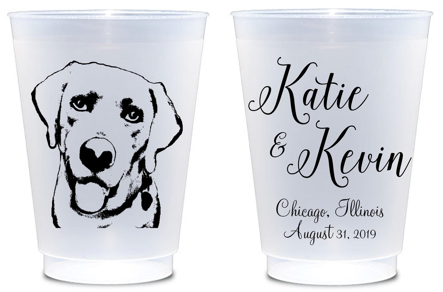 Custom Pet Wedding Cups – Frosted Flex Cups for Receptions or Animal Lovers