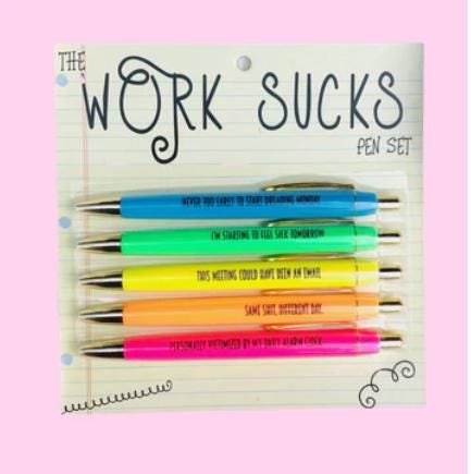 Work Sucks Pen Set – Sarcastic Desk Gift for the Office Rebel