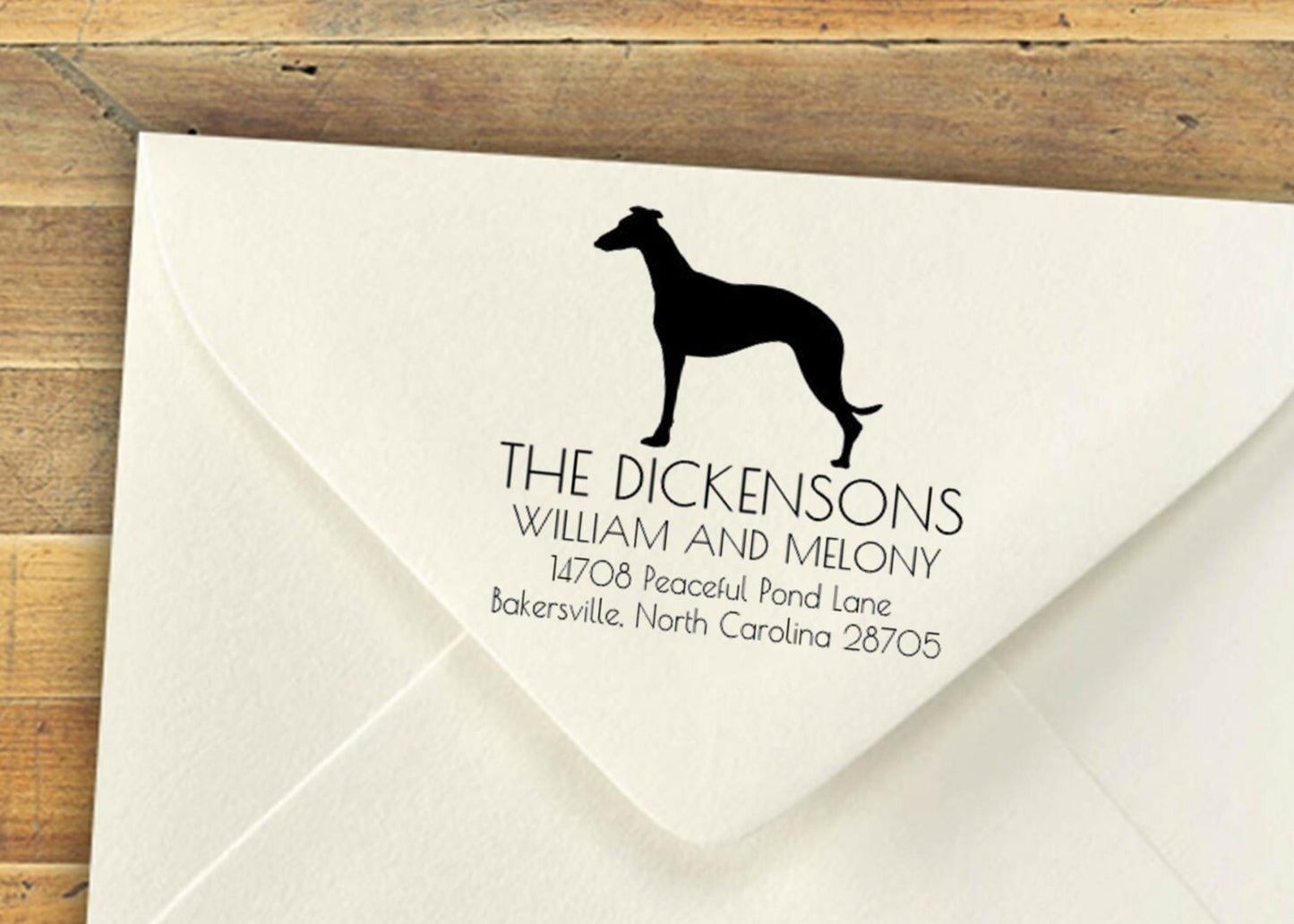 Custom Dog Stamp – Whippet Self-Inking Address Stamp for Weddings or Showers