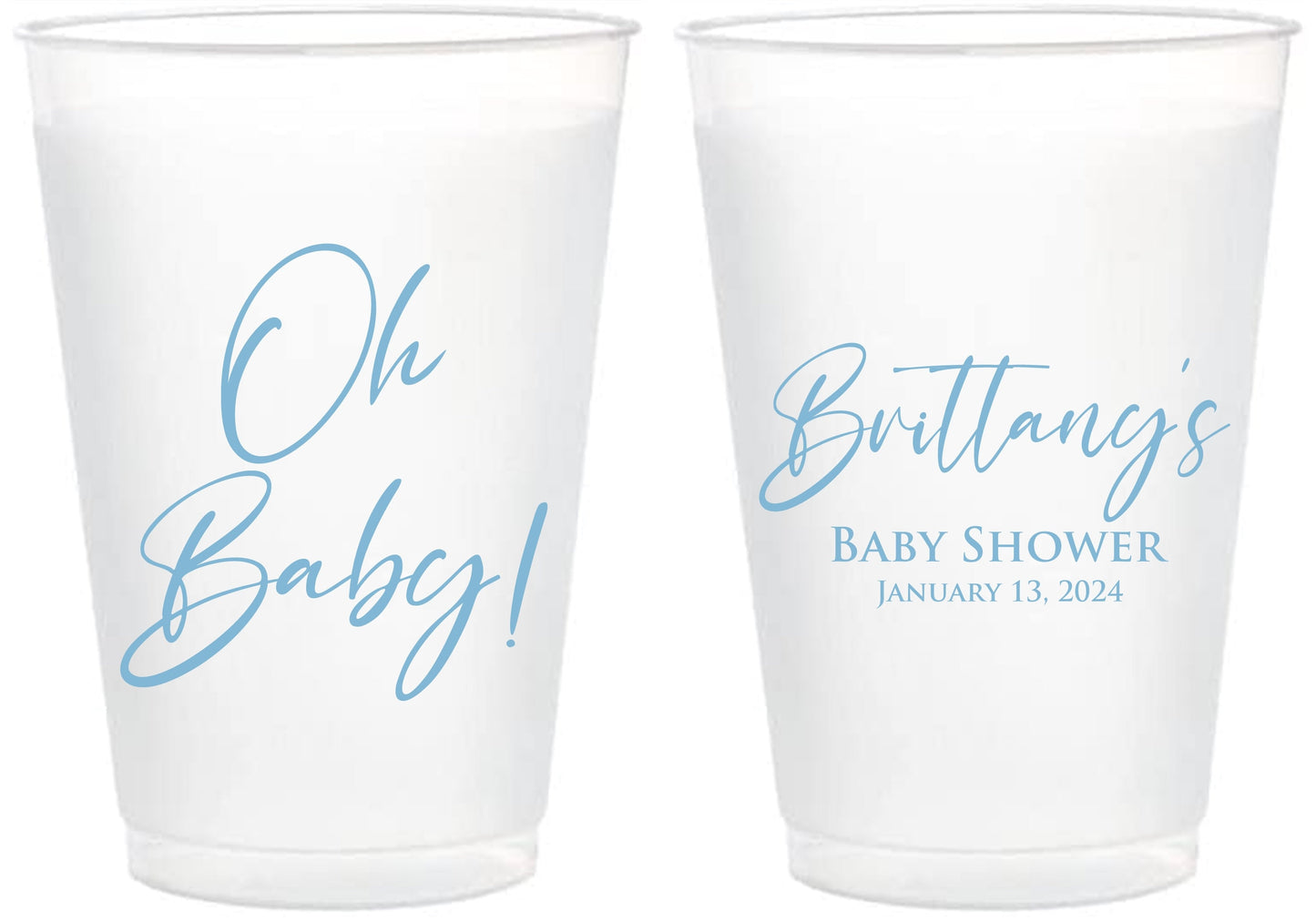 ‘Oh Baby!’ Frost Flex Cups – Shatterproof Baby Shower Cups for Sprinkle or Gift Giving