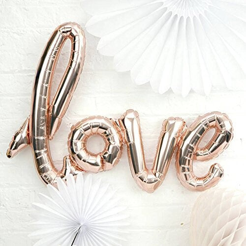 Love Script Balloon – Rose Gold Valentine’s Day or Proposal Photo Prop