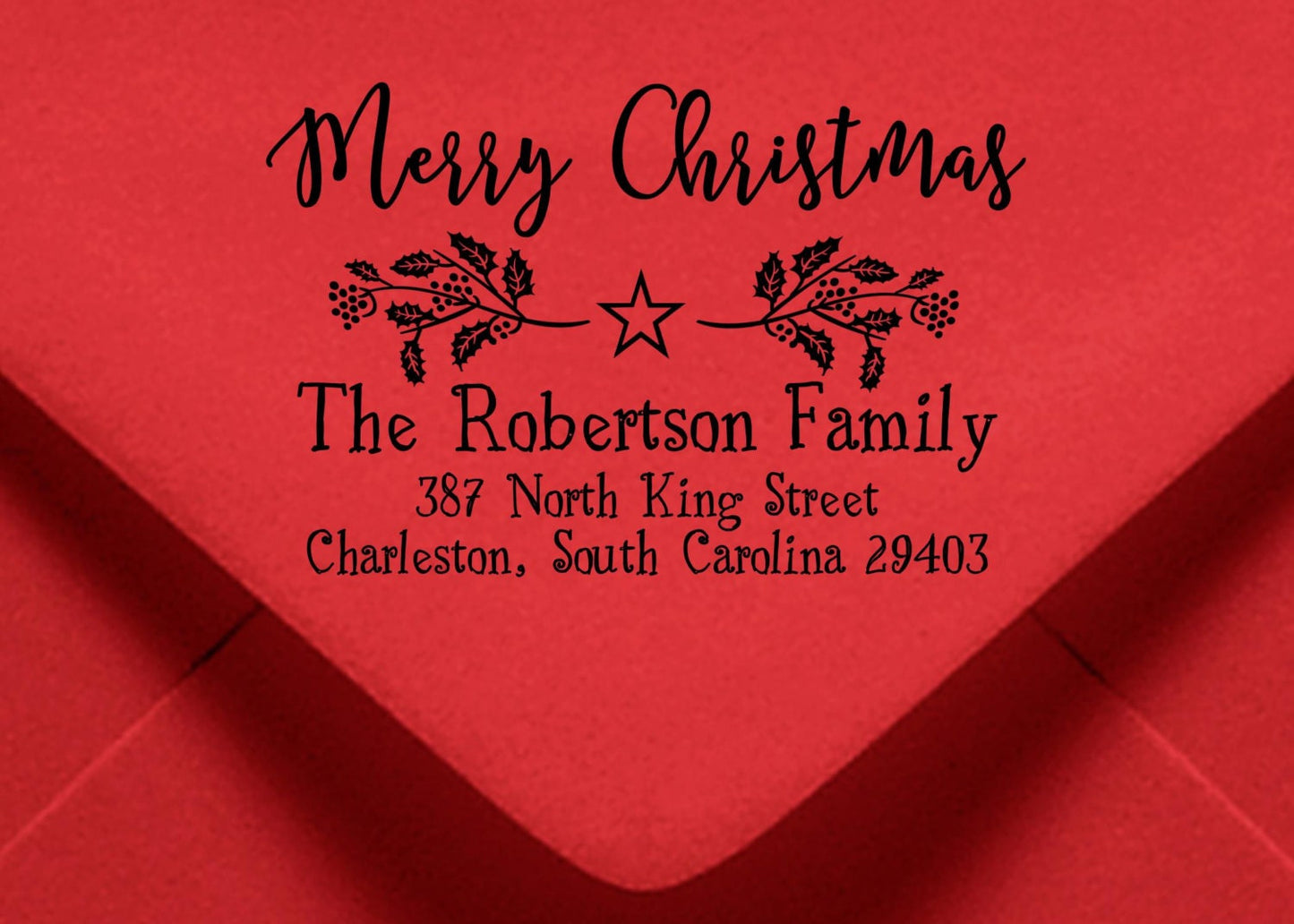 Christmas Return Address Stamp – Personalized Holiday Stamp for Cards & Gifts