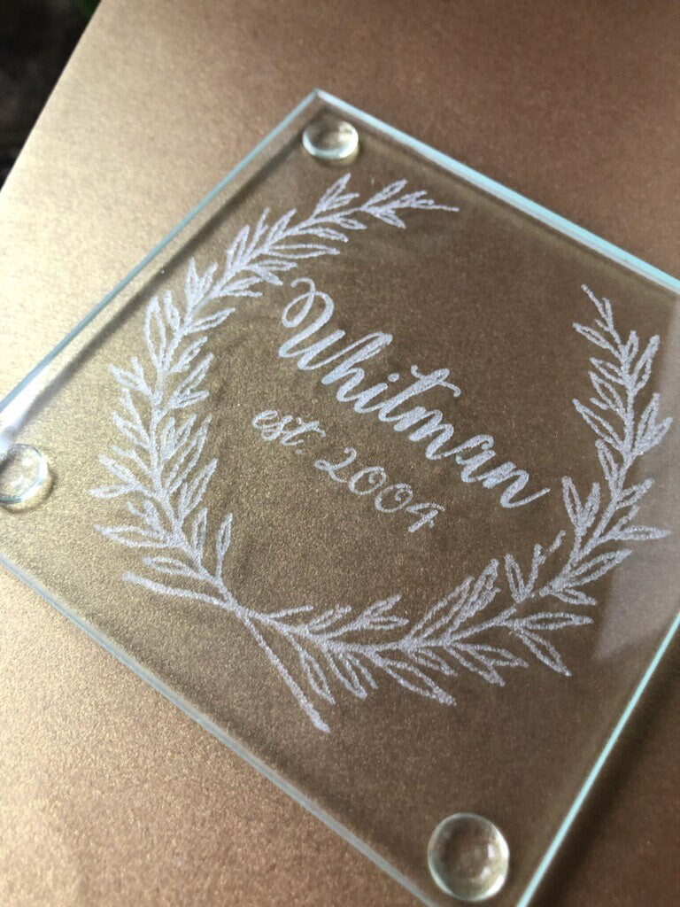 Custom Glass Coaster Set – Personalized Wedding or Logo Favor (Set of 4)