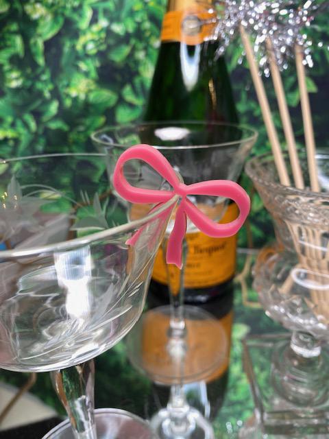 Coquette Bow Drink Clip – Custom Acrylic Marker for Baby Shower or Valentine’s Bar Decor
