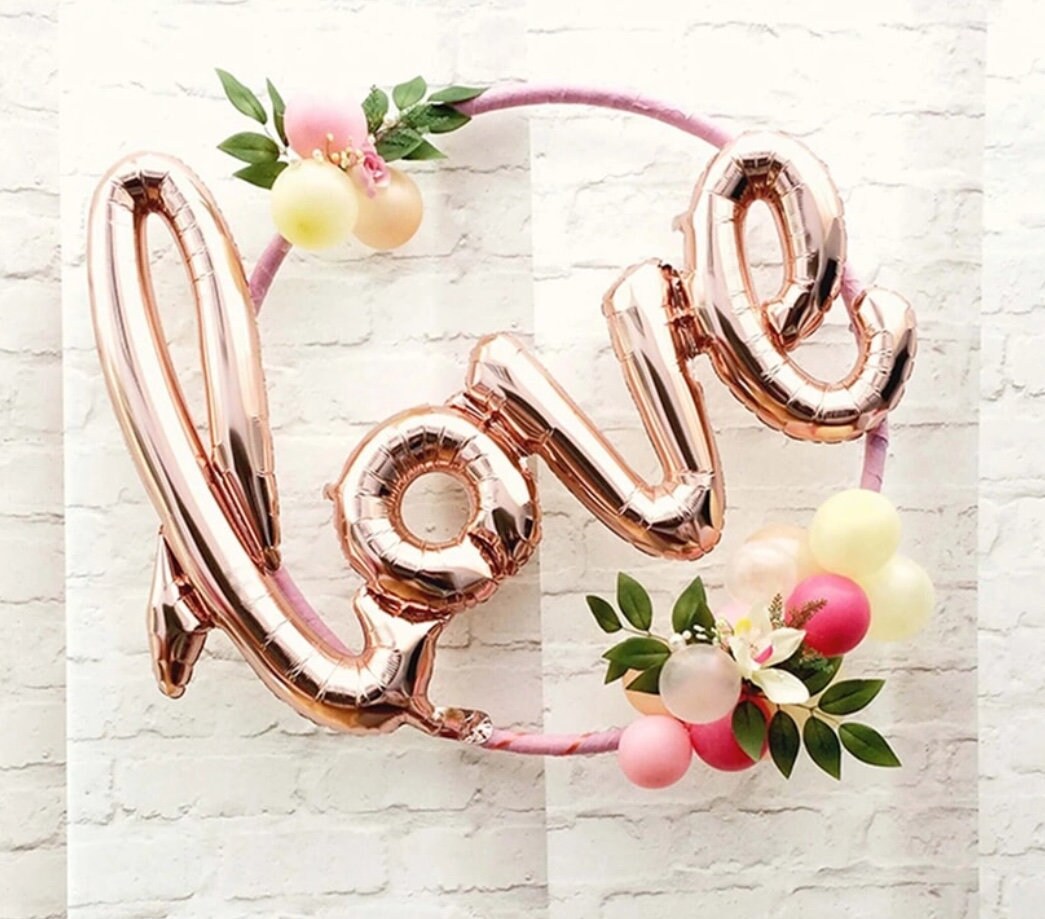 Love Script Balloon – Rose Gold Valentine’s Day or Proposal Photo Prop