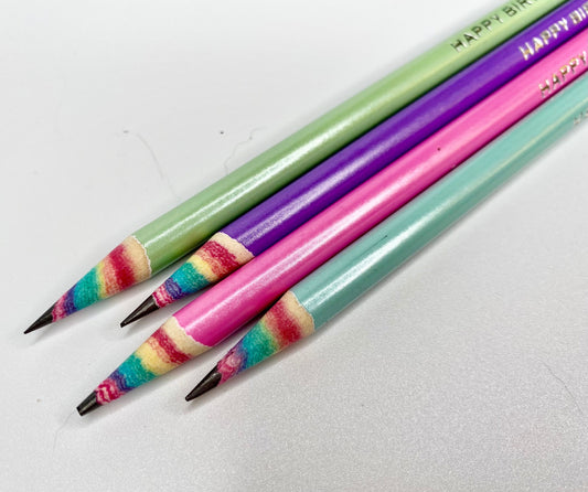 Personalized Rainbow Pencils – Set of 4 for Teachers or Stockings
