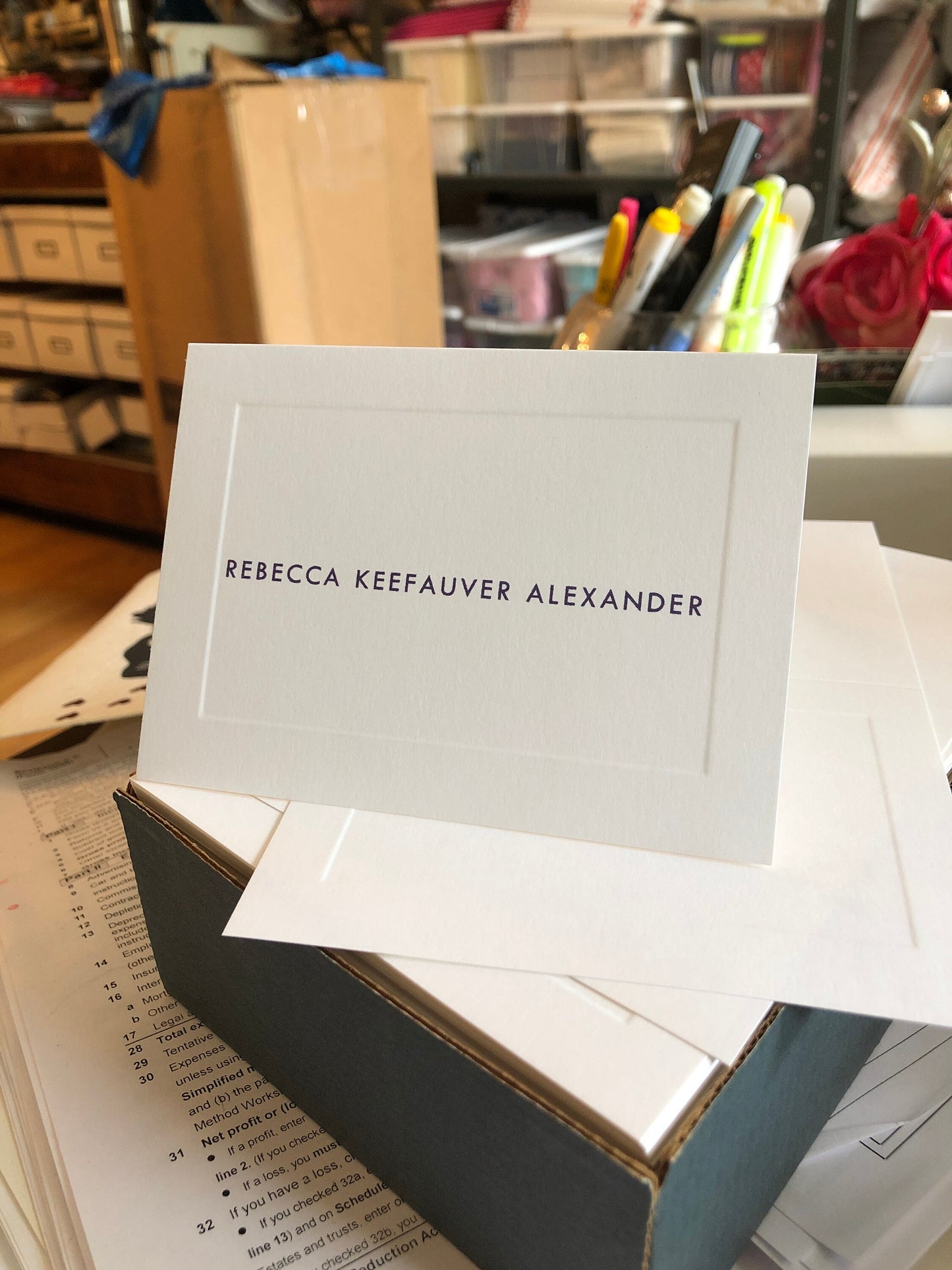 Monogram Stationery Set – Personalized Notecards in Cute Script Style