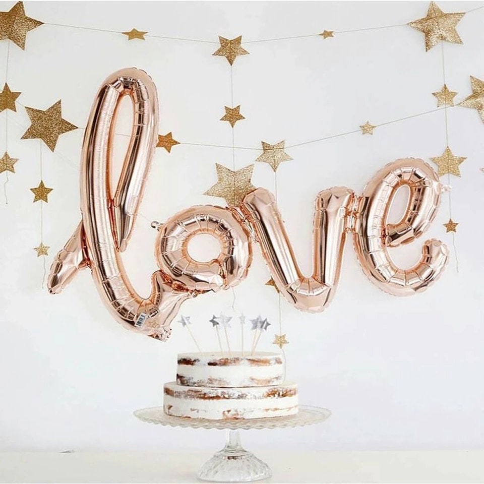 Love Script Balloon – Rose Gold Valentine’s Day or Proposal Photo Prop