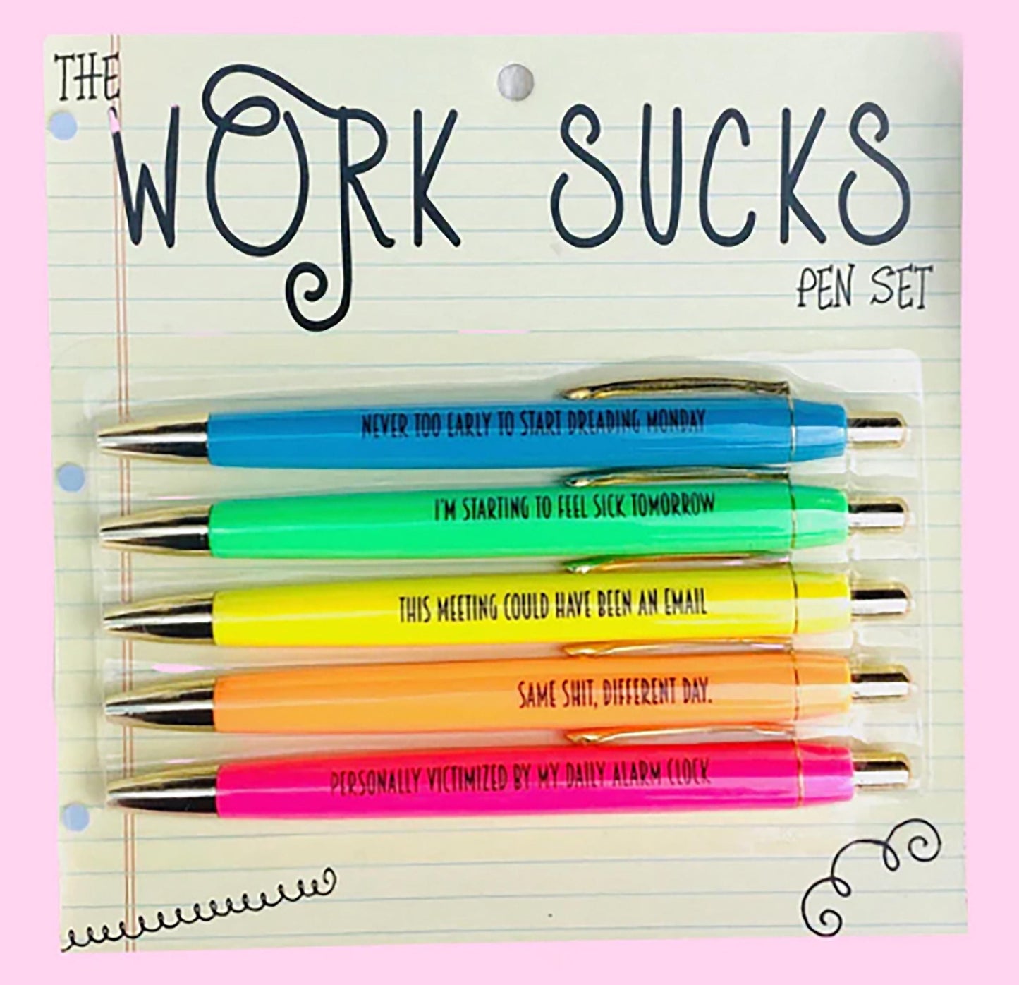 Work Sucks Pen Set – Sarcastic Desk Gift for the Office Rebel