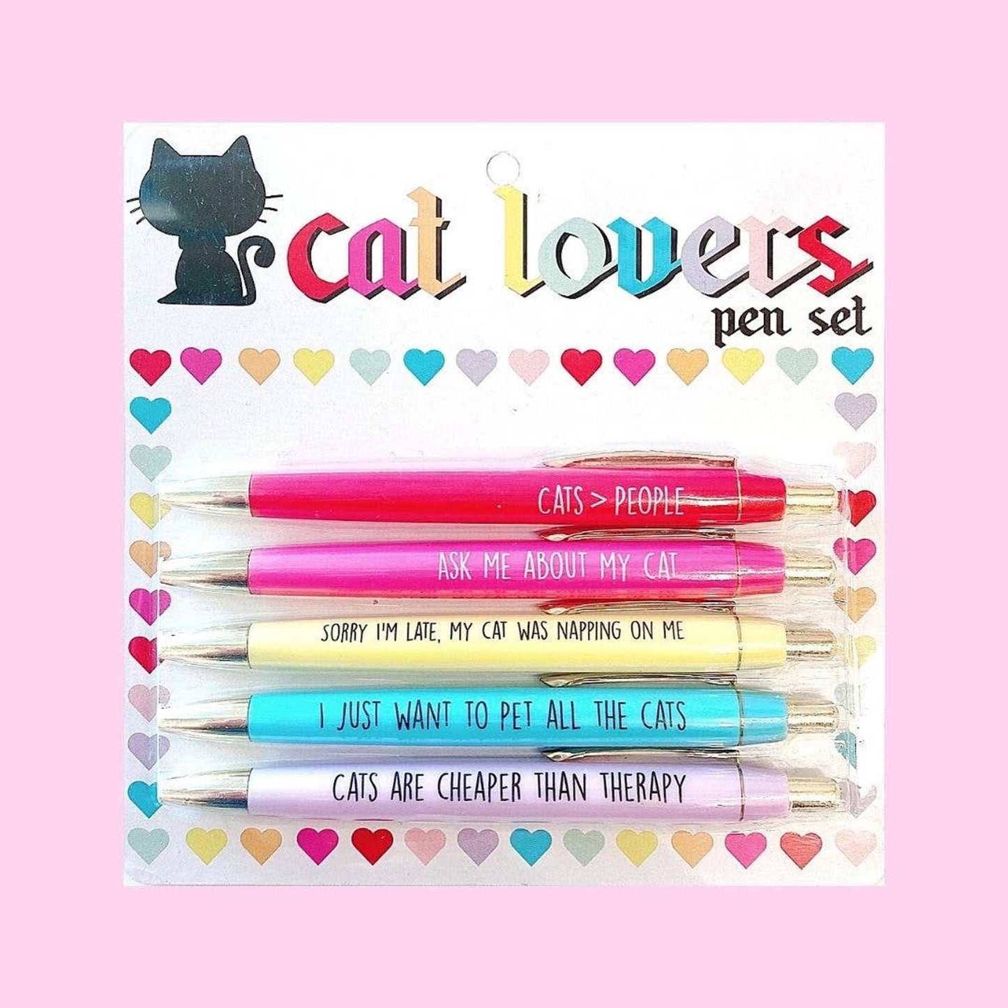 Cat Lovers Pen Set – Quirky Messages for Feline Fans