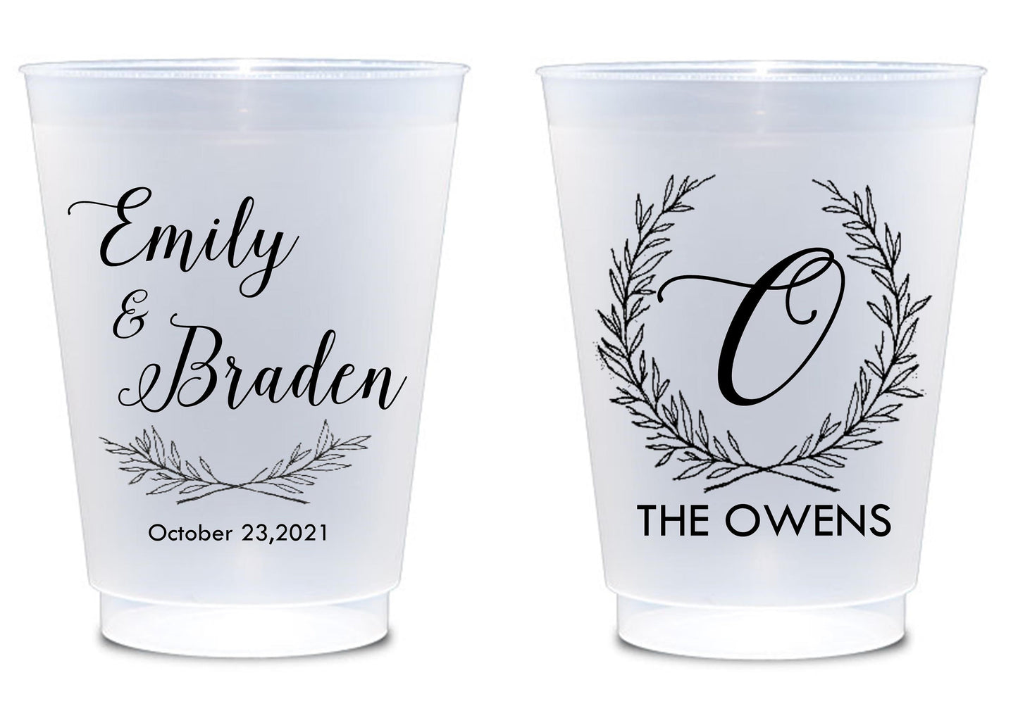 Frosted Monogram Cups – Shatterproof Wedding & Party Drinkware