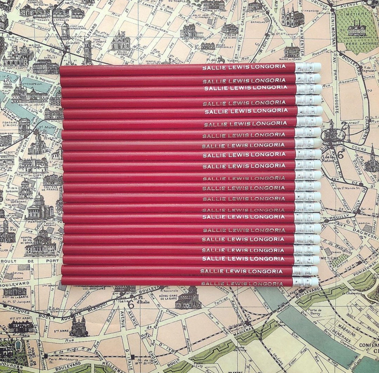 Personalized Name Pencils – Set of 12 with Gold Foil Engraving