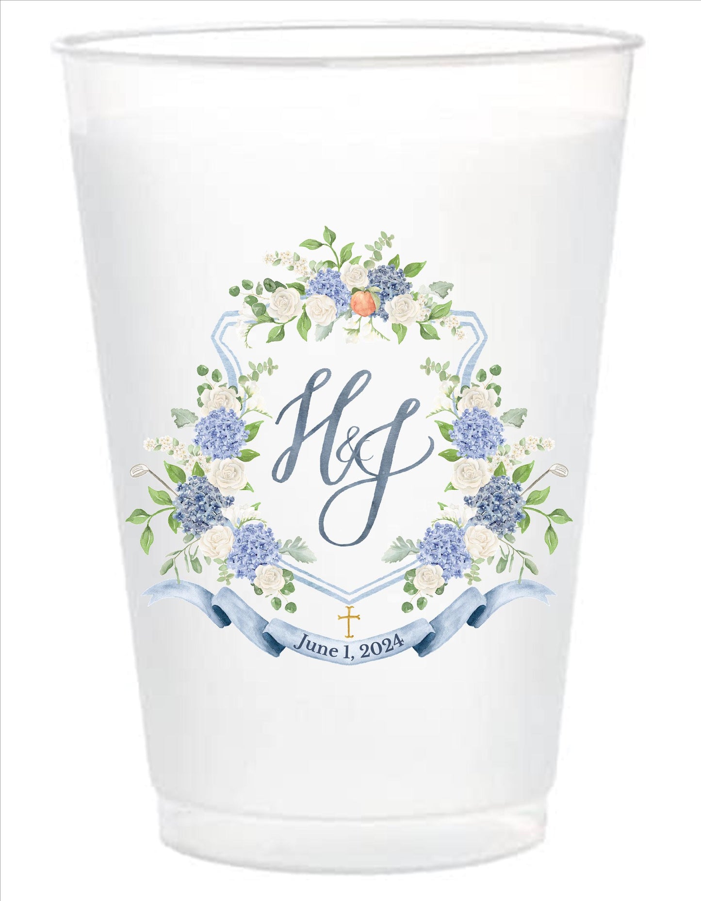 Full-Color Wedding Cups – Custom Monogram Frosted Cups for Events & Favors