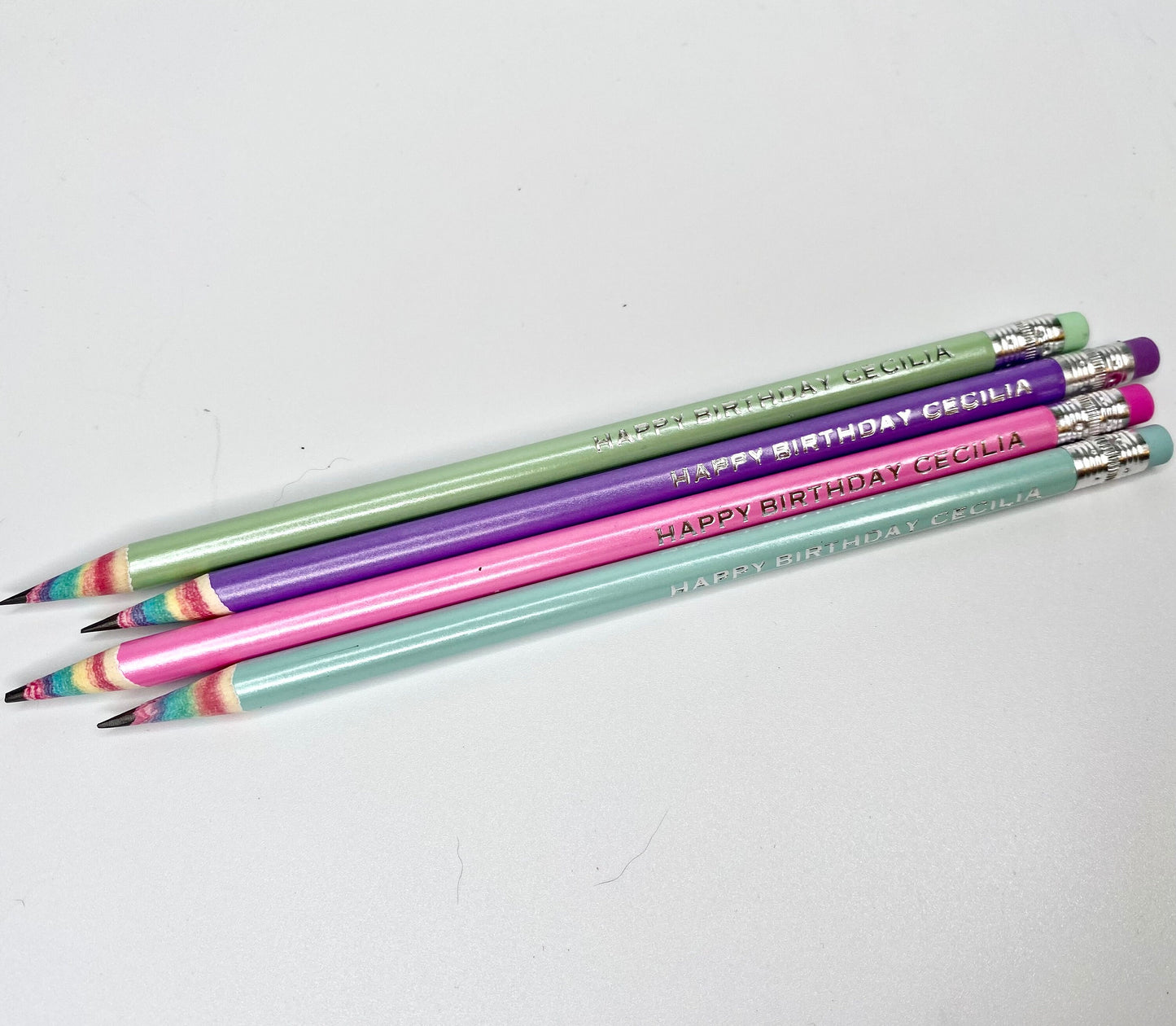 Personalized Rainbow Pencils – Set of 4 for Teachers or Stockings