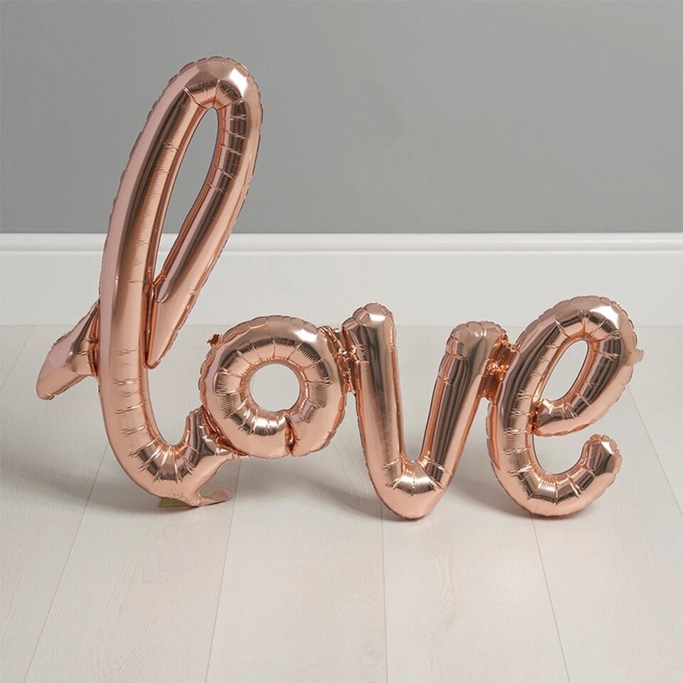 Love Script Balloon – Rose Gold Valentine’s Day or Proposal Photo Prop
