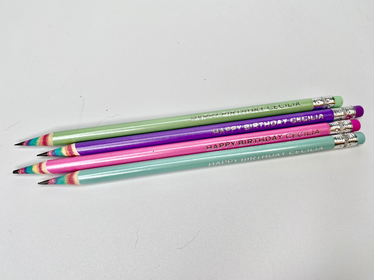 Personalized Rainbow Pencils – Set of 4 for Teachers or Stockings