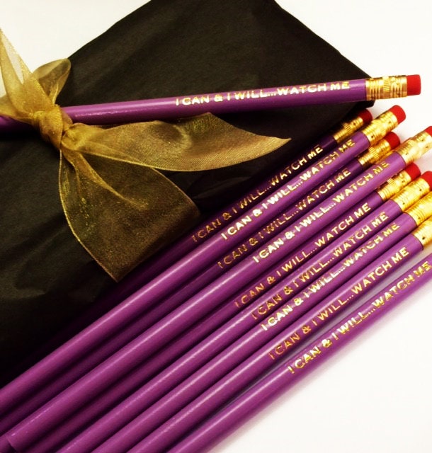 Divergent & Minecraft Themed Name Pencils – Set of 12 Gold Foil Personalized Pencils