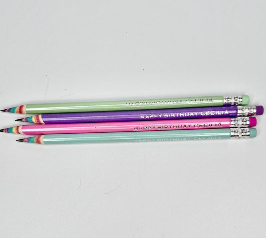 Personalized Rainbow Pencils – Set of 4 for Teachers or Stockings