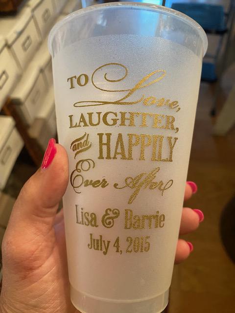 Personalized Wedding Cups, Frosted Cup, Shatterproof Frost Cups, Wedding Toast Cup, Custom Reception Bar Cups, Monogram Cups, Family Reunion