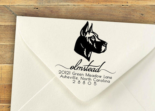 Great Dane Address Stamp – Custom Return Address with Dog Breed Design