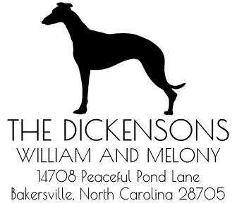 Custom Dog Stamp – Whippet Self-Inking Address Stamp for Weddings or Showers