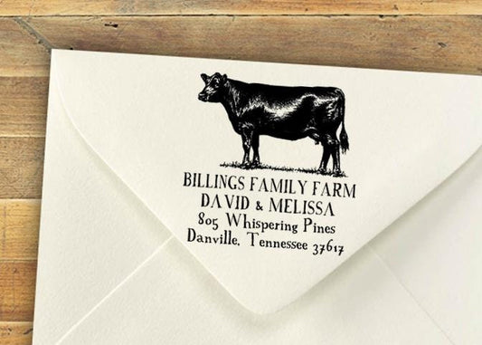 Custom Ranch Address Stamp – Farm Logo, Cow or Homestead Design