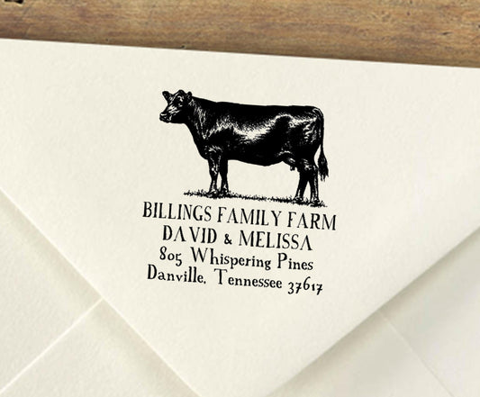 Custom Ranch Address Stamp – Farm Logo, Cow or Homestead Design