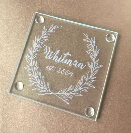 Custom Glass Coaster Set – Personalized Wedding or Logo Favor (Set of 4)