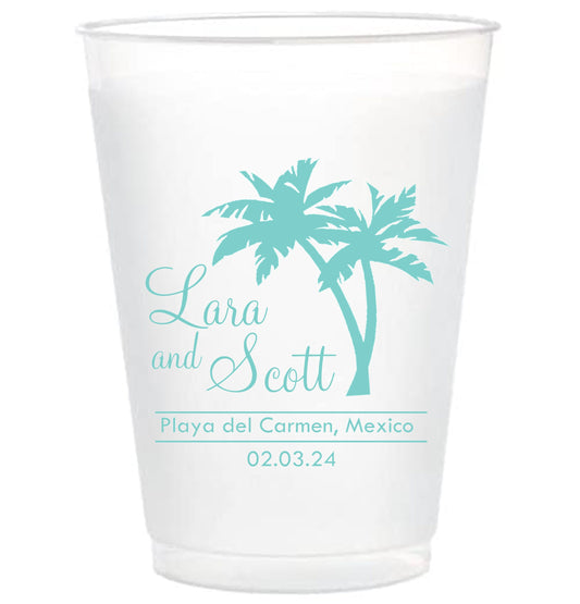 Monogrammed Beach Wedding Cups, Custom Frosted Party Drinkware