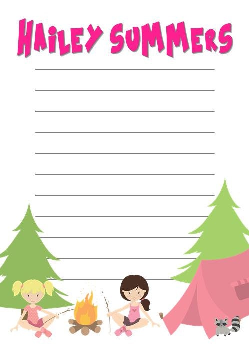 Camp Stationery Note Set – Personalized Summer Camp Cards for Girls