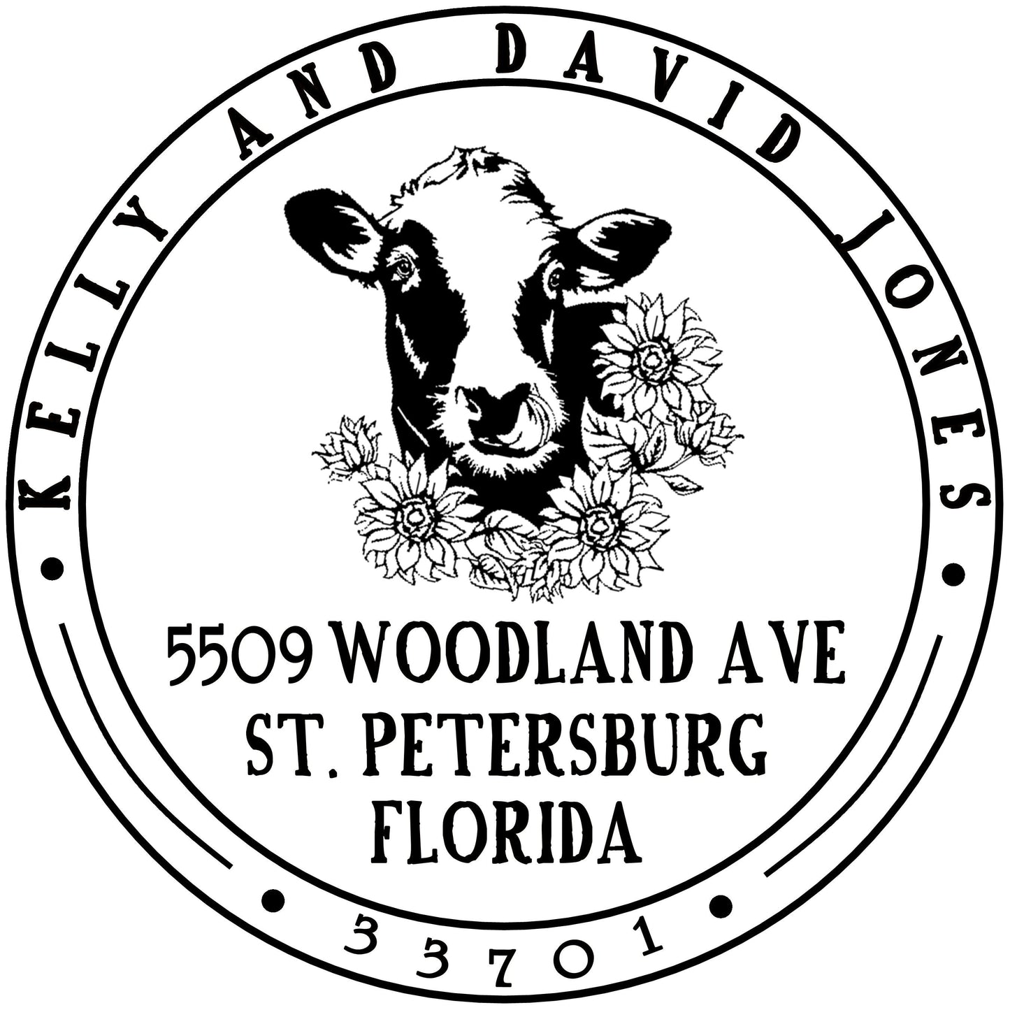 Angus Cow & Calf Stamp – Custom Farm Return Address Stamp, Self-Inking