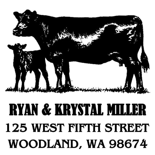 Farmhouse Rubber Stamp – Angus Cow Return Address Stamp for Gifts or Business