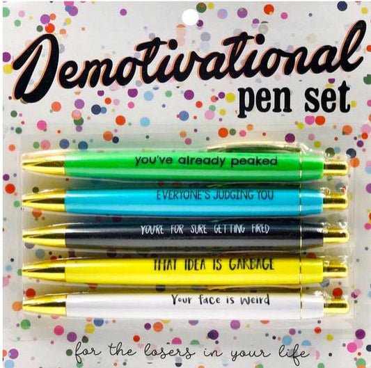 Demotivational Pen Set – Funny Gift for Work or Stocking Stuffers