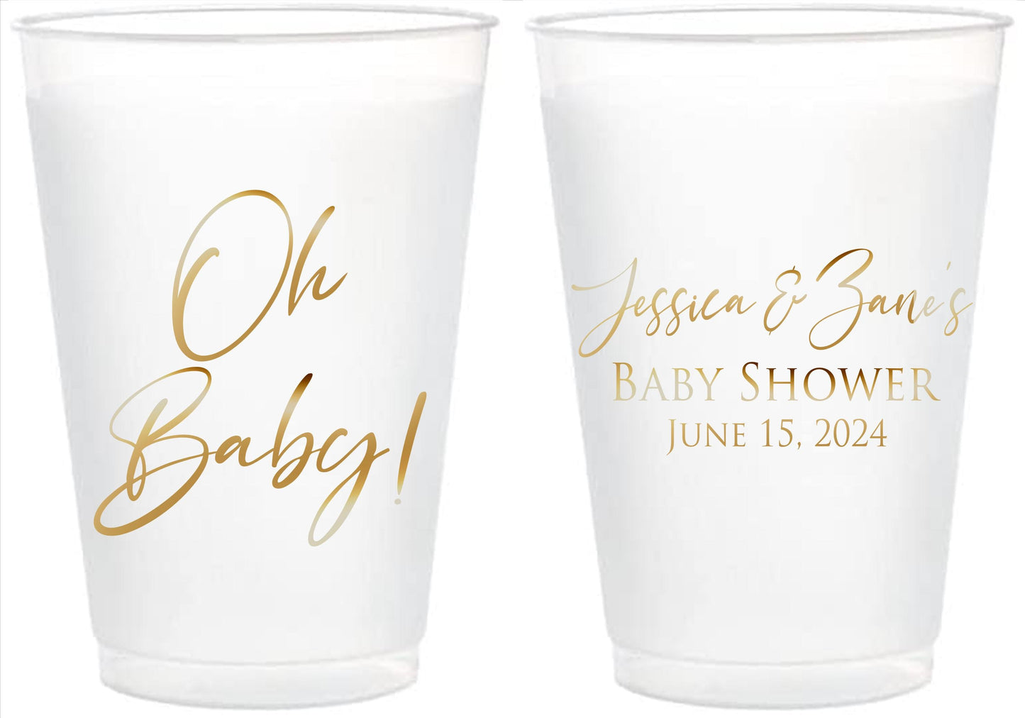 ‘Oh Baby!’ Frost Flex Cups – Shatterproof Baby Shower Cups for Sprinkle or Gift Giving