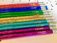 Glitter & Hologram Pencils – Fun Engraved Pencil Set for Teachers or Christmas Gifts