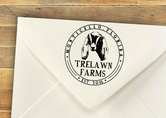 Goat Farm Address Stamp – Personalized Self-Inking Country Style Stamp