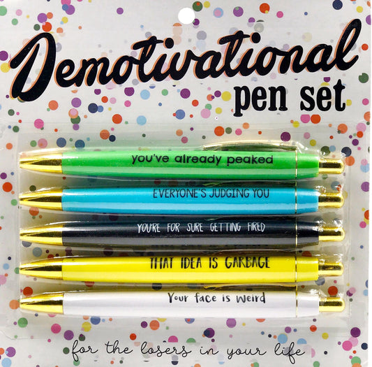 Demotivational Pen Set – Funny Gift for Work or Stocking Stuffers