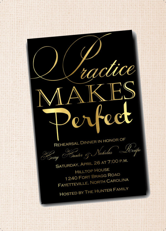 Rehearsal Dinner Invitation – Black & Gold Printable with Custom Wording